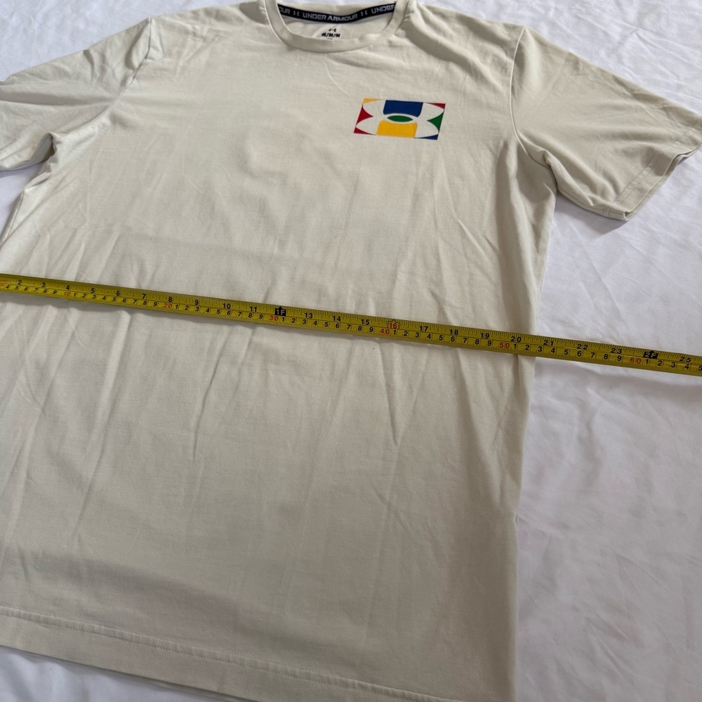 Under Armour Beige T-Shirt with Multicolor Logo Size M - Picture 4 of 6